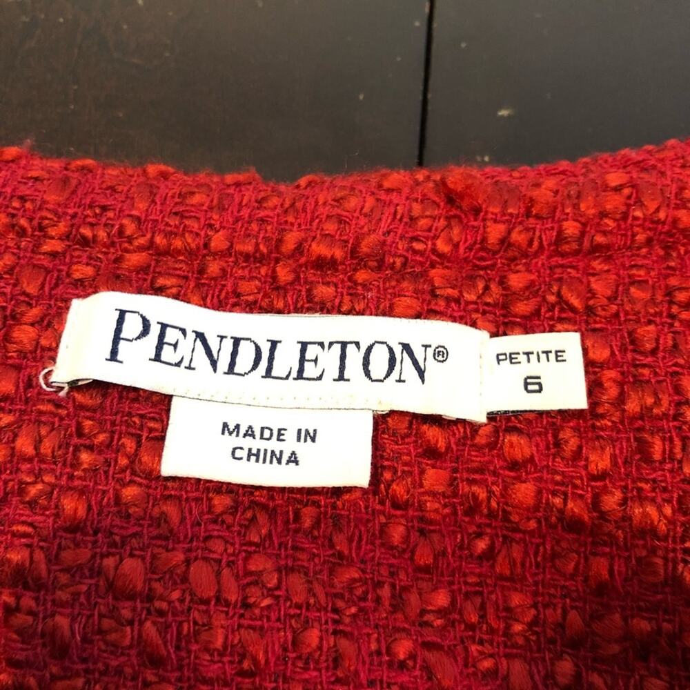 Pendleton red bouchle knit wool blend blazer size… - image 9